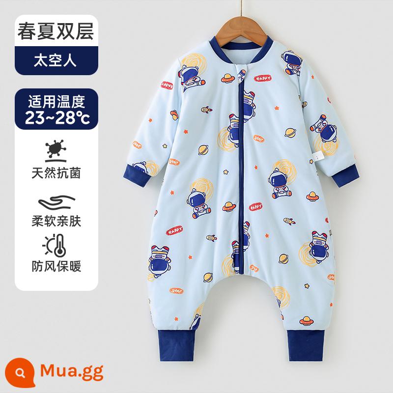 Túi ngủ cho bé Jingqi mùa xuân, mùa thu và mùa đông kẹp tóc trẻ em cotton chống đá chăn dày xẻ chân cho bé cotton nguyên chất phổ biến cho tất cả các mùa - Lớp hai mùa xuân thu - Chống gió và ấm áp - Nhiệt độ phòng khuyến nghị 23-28oC - Phi hành gia