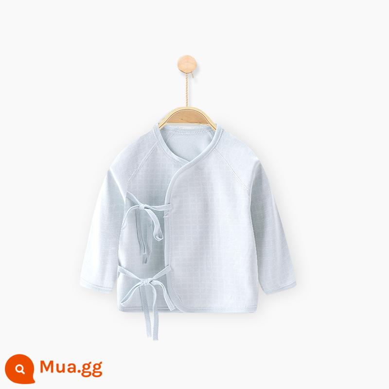 Quần áo sơ sinh cotton nguyên chất tay dài nửa lưng bé sơ sinh áo nhà sư quần áo mùa xuân quần lót - kẻ sọc màu xanh