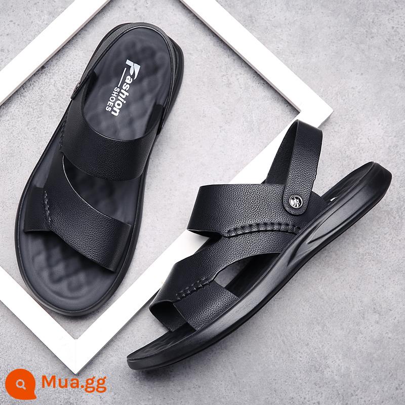 Giày Sandal Nam Mùa Hè Mới 2023 Da Đế Mềm Chống Trơn Trượt Chống Mòn Giày Đi Biển Thông Thường Mang Ngoài Xăng Đan Và Dép Kép - FLNN6667 màu đen