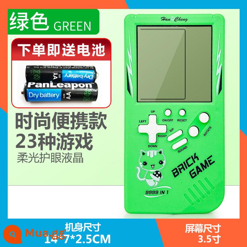 Máy chơi game Tetris retro cầm tay tuổi thơ hoài cổ đồ chơi trẻ em mới học sinh mini cổ điển câu đố nhỏ màn hình lớn xách tay nhỏ cầm tay - [Pin miễn phí] Màn hình lớn 3,5 inch LCD ánh sáng dịu màu xanh lá cây thời trang