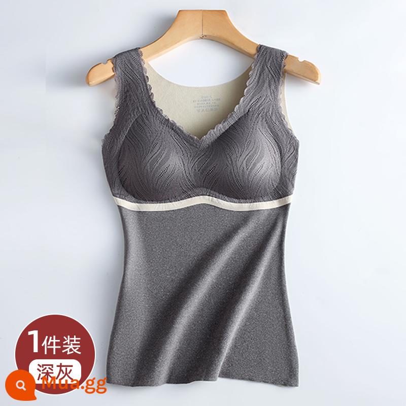 De Rong Pao Nuan Vests với miếng đệm ngực cộng với nhung dày và được miễn trừ các nhánh lớn kích thước lớn kích thước lớn M200 pound của mùa đông - Màu xám đậm (1 gói có giá trị lớn)