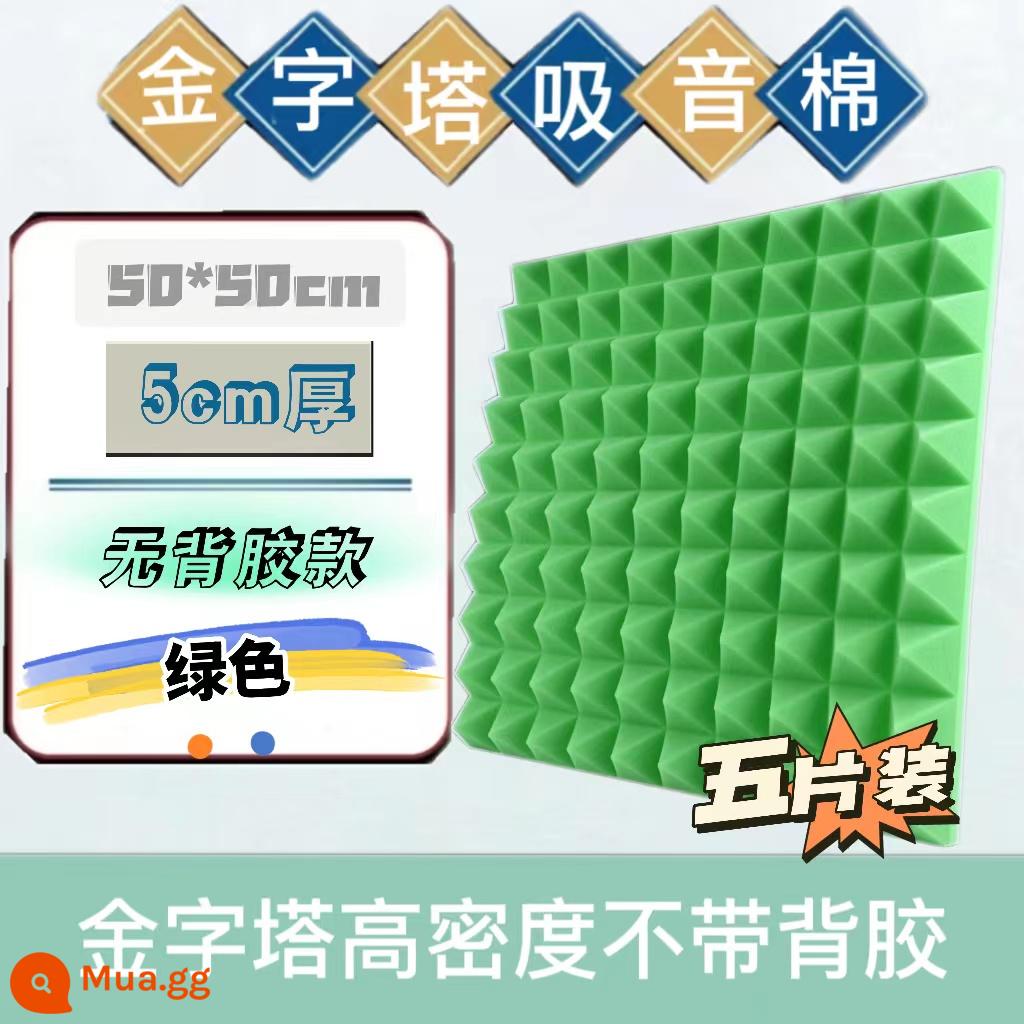 Bông cách âm kim tự tháp Bông tiêu âm tự dính dán tường trong nhà Bông tiêu âm phòng thu âm ktv phòng trực tiếp phòng piano phòng mỏ neo - Chất chống cháy mật độ cao 5 cm không có chất kết dính màu xanh lá cây 5 miếng