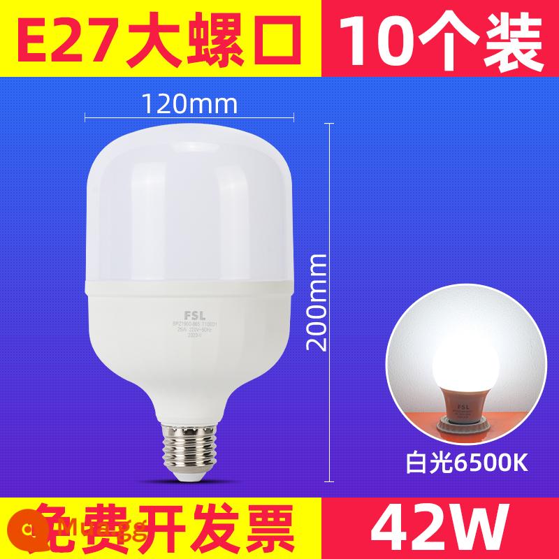 FSL Foshan Lighting Bóng đèn LED 3W bóng đèn tiết kiệm năng lượng vít E27 bóng đèn 5W siêu sáng hộ gia đình chiếu sáng công suất cao - Trụ-42 watt-E27 cổng vít lớn-đèn trắng 6500K-10 chiếc