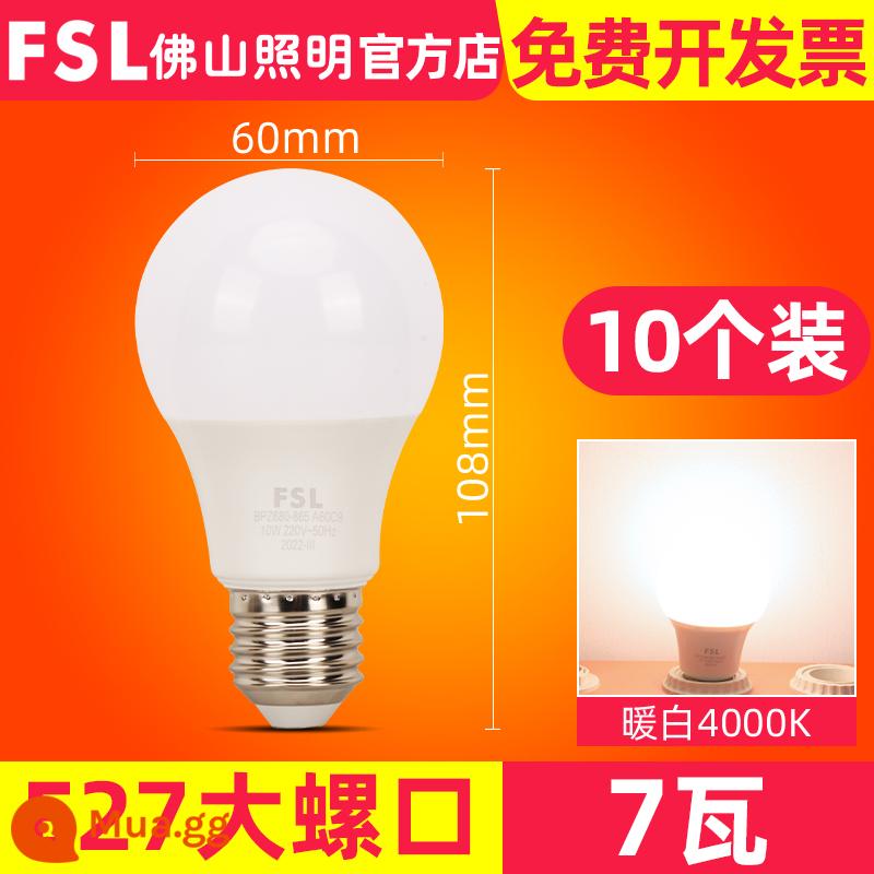 FSL Foshan Lighting Bóng đèn LED 3W bóng đèn tiết kiệm năng lượng vít E27 bóng đèn 5W siêu sáng hộ gia đình chiếu sáng công suất cao - [Ưu Đãi Đặc Biệt] Gói 7W★E27 Trắng Ấm Vít Lớn 4000K-10