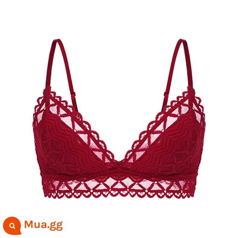 HSIA ya đồ lót màu đỏ nữ hôn nhân năm sinh ngực nhỏ bralette hình học hiện đại không có vòng thép áo ngực - tango đỏ