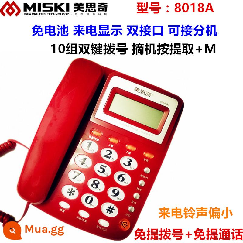 Meisiqi 8018 ID người gọi điện thoại văn phòng tại nhà điện thoại cố định có dây điện thoại cố định không dùng pin - 8018A đỏ