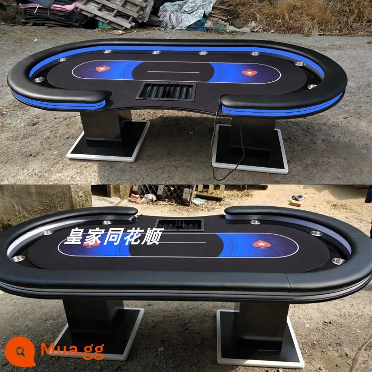 Bàn poker Texas hold'em phong cách mới với đèn LED điều khiển từ xa, bàn chip thay đổi màu sắc, bàn thi đấu, một loạt các tùy chỉnh chuyên nghiệp của nhà máy - Mô hình màu xanh và đen 2,4×1,2