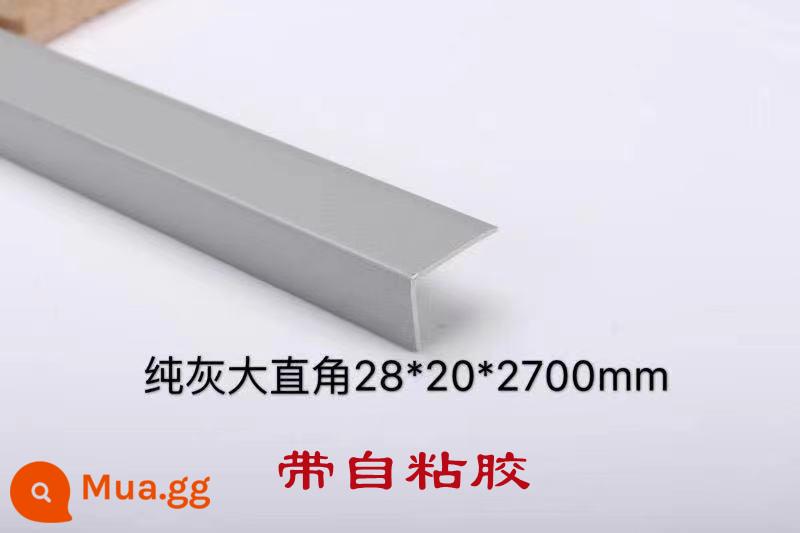 Màu xám ghi nhựa PVC nguyên tấm ép cạnh cửa dải 7 thanh góc vuông hình chữ L gỗ ép thanh dải góc - Tự dính góc vuông lớn màu xám tinh khiết, 1 miếng, 2,7 mét