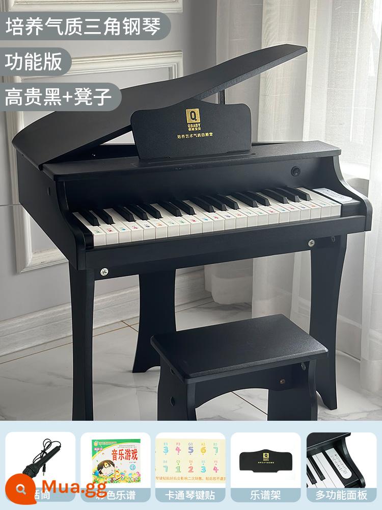 Bé Xinh Xắn Đàn Piano Điện Tử Đàn Organ Có Thể Chơi Đồ Chơi Cho Bé Gái Người Mới Bắt Đầu Quà Tặng Sinh Nhật Hộ Gia Đình Bằng Gỗ Nam - [Phiên bản chức năng nâng cao màu đen] Đàn Grand Piano tính khí + Video giảng dạy + Microphone + Ghế đàn piano