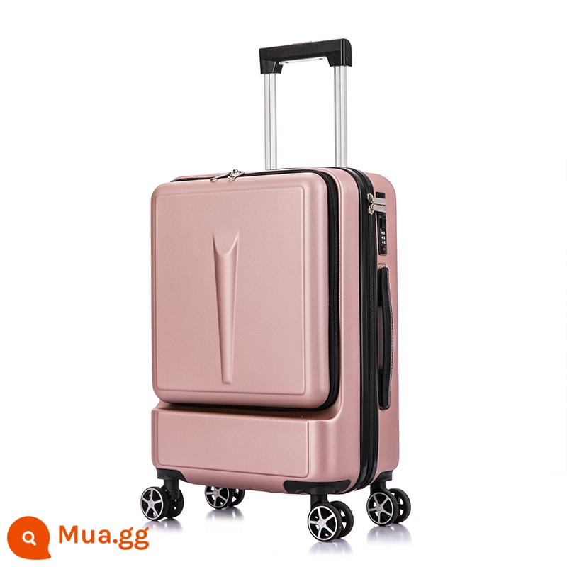 Máy tính phía trước trường hợp xe đẩy lên máy bay 20 inch nam lưới đỏ ins vali nữ vali mật khẩu nhỏ 24 vali - Vàng hồng [mở phía trước]