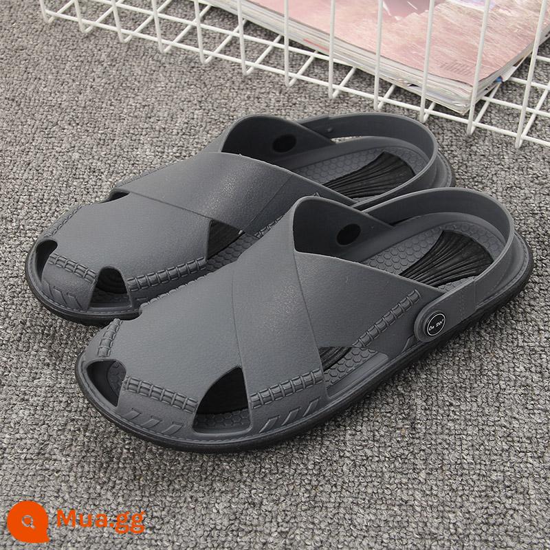 Hàng Nhập Khẩu Việt Nam Wentu Sandal Nam Cao Su Thiên Nhiên Cao Su Bao Đầu Giày Sandal Và Dép Chống Trơn Trượt Giày Đi Biển Giày Có Lỗ - 15 màu xám/đen [nhập khẩu chính hãng]