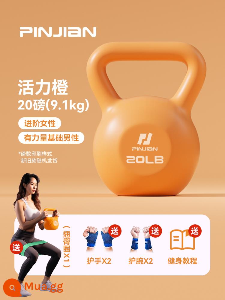 Pinjian Kettlebell Nữ Tập Thể Dục Tại Nhà Quả Tạ Huấn Luyện Mông Hiện Vật Chuyên Nghiệp Kettlebell Quả Tạ Thiết Bị - 20LB (khoảng 9,1kg) màu cam + vòng hông miễn phí + miếng bảo vệ lòng bàn tay và cổ tay (nam thông thường/nữ cao cấp)