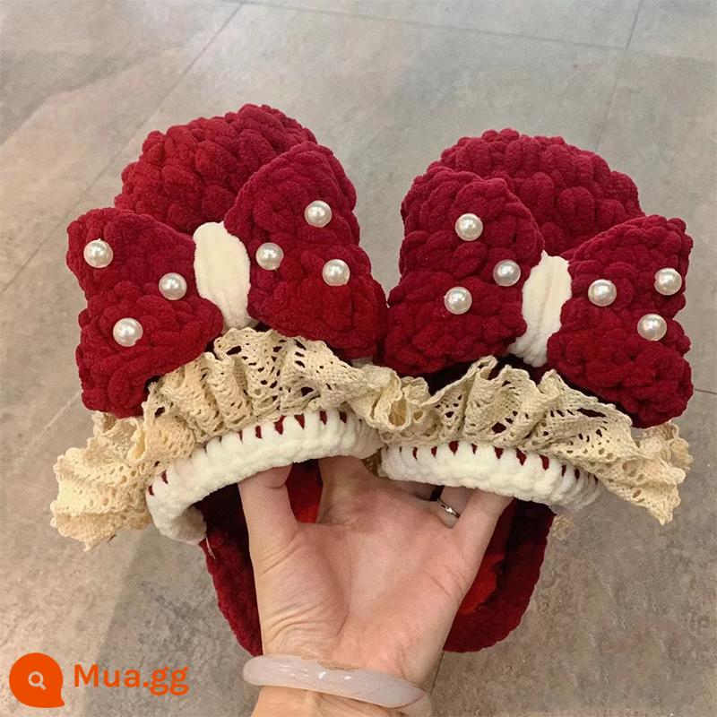 Handmade dép đi trong nhà chất liệu tự làm túi bow dép móc tự chế mùa thu và mùa đông lễ kỷ niệm đám cưới gửi boudoir mật ong bạn gái - Lô hàng thành phẩm [Ghi chú khi đặt hàng]