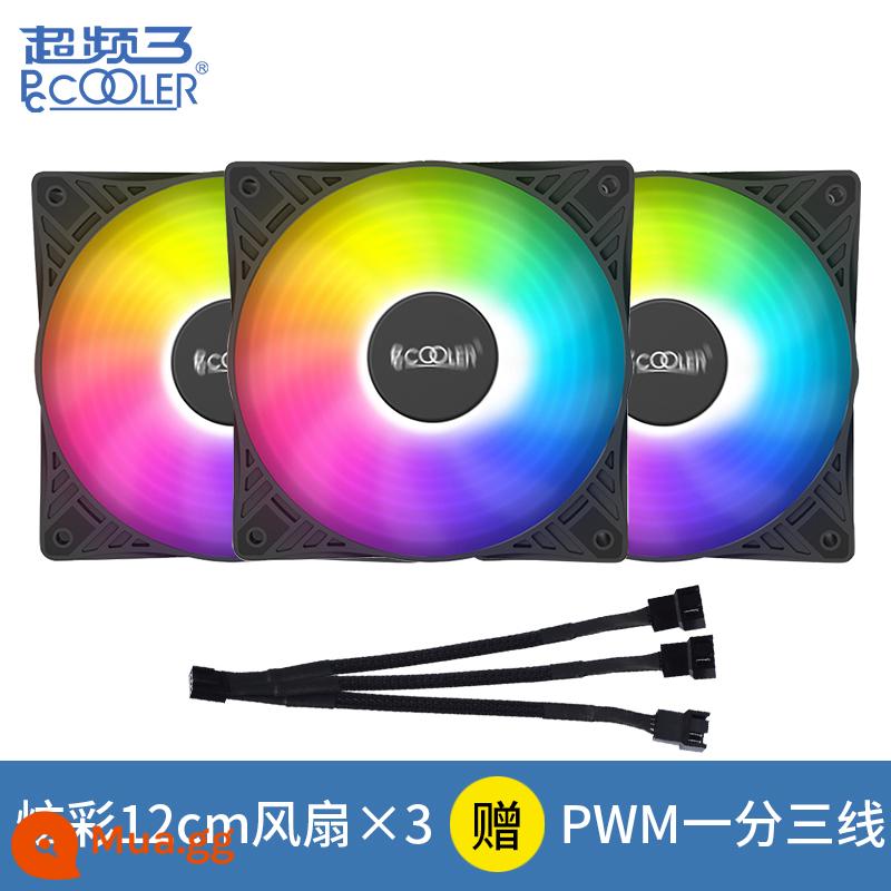 Ép xung pccooler Quạt vỏ chính Sanmingyue 12CM máy tính để bàn siêu êm Ép xung 12cm 3 đèn LED trắng nhiều màu Điều khiển nhiệt độ 4pin PWM cài đặt thay thế quạt CPU - Quạt phiên bản thông minh 12 cm đầy màu sắc * 3 chiếc