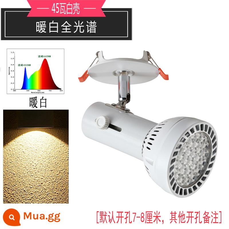 Đèn tường thực vật nhúng lấp đầy ánh sáng downlight đầy đủ màu xanh lá cây tăng trưởng thực vật giả mặt trời rừng nhiệt đới đèn led âm trần - 45W trắng ấm + đầu đa năng (mẫu trần) vỏ trắng