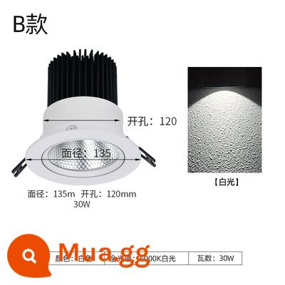 Chiếu sáng nhà máy dự án tường xanh LED toàn phổ dự án trần đặc biệt nhúng tăng trưởng trong nhà lấp đầy ánh sáng đèn sân khấu - [Loại B] 30W [ánh sáng trắng dương] toàn phổ 6000K (khoan 120mm)