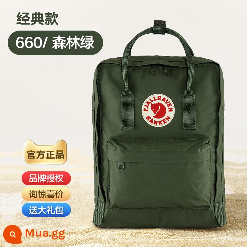 Chính Hãng Fjallraven Thụy Điển Cáo Bắc Cực Balo Nữ Mini Học Sinh Ba Lô Máy Tính Kanken Nam - Xanh ngọc lục bảo 660 xanh rừng