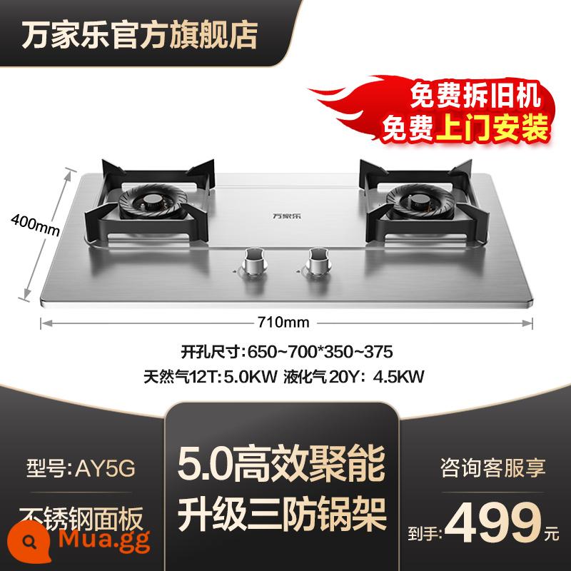 Wanjiale AY5/KV551B Gas Lò nướng gia dụng bếp gas khí hóa lỏng bếp gas kép - Bạc AY5G-5.0kW-Bạc