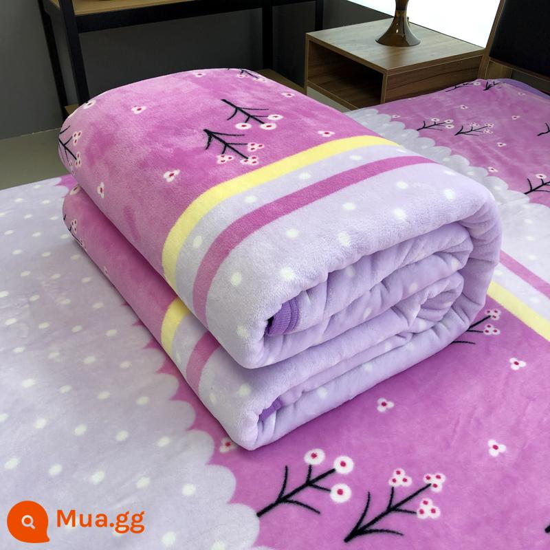 Đơn Giản Nhung San Hô Plus Nhung Giường Chăn Nhung Đơn 1.5*2M X 2.3M Dép Nỉ Chăn Đôi Dày Trong Mùa Đông - Cây ước nguyện MC