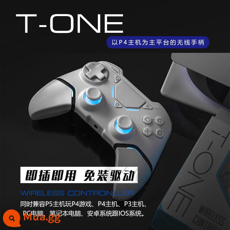 Thích hợp cho bộ điều khiển trò chơi Sony PS4 pro, máy tính bảng hơi nước, điện thoại di động iOS hai người, rung Bluetooth không dây - T1A-Trắng đẹp (có kèm cáp dữ liệu và nắp rocker)