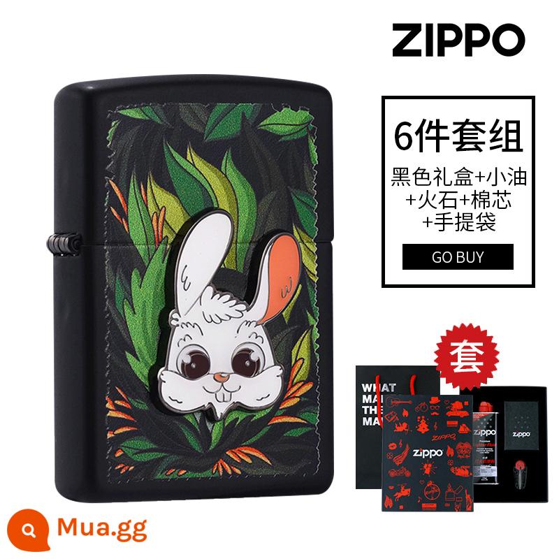 zippo chính hãng bật lửa in màu quạt rừng sticker thỏ zppo huy hiệu dễ thương máy zp gửi bạn trai - Con Thỏ Lạc Trong Rừng [Hộp Quà Kéo Ra]