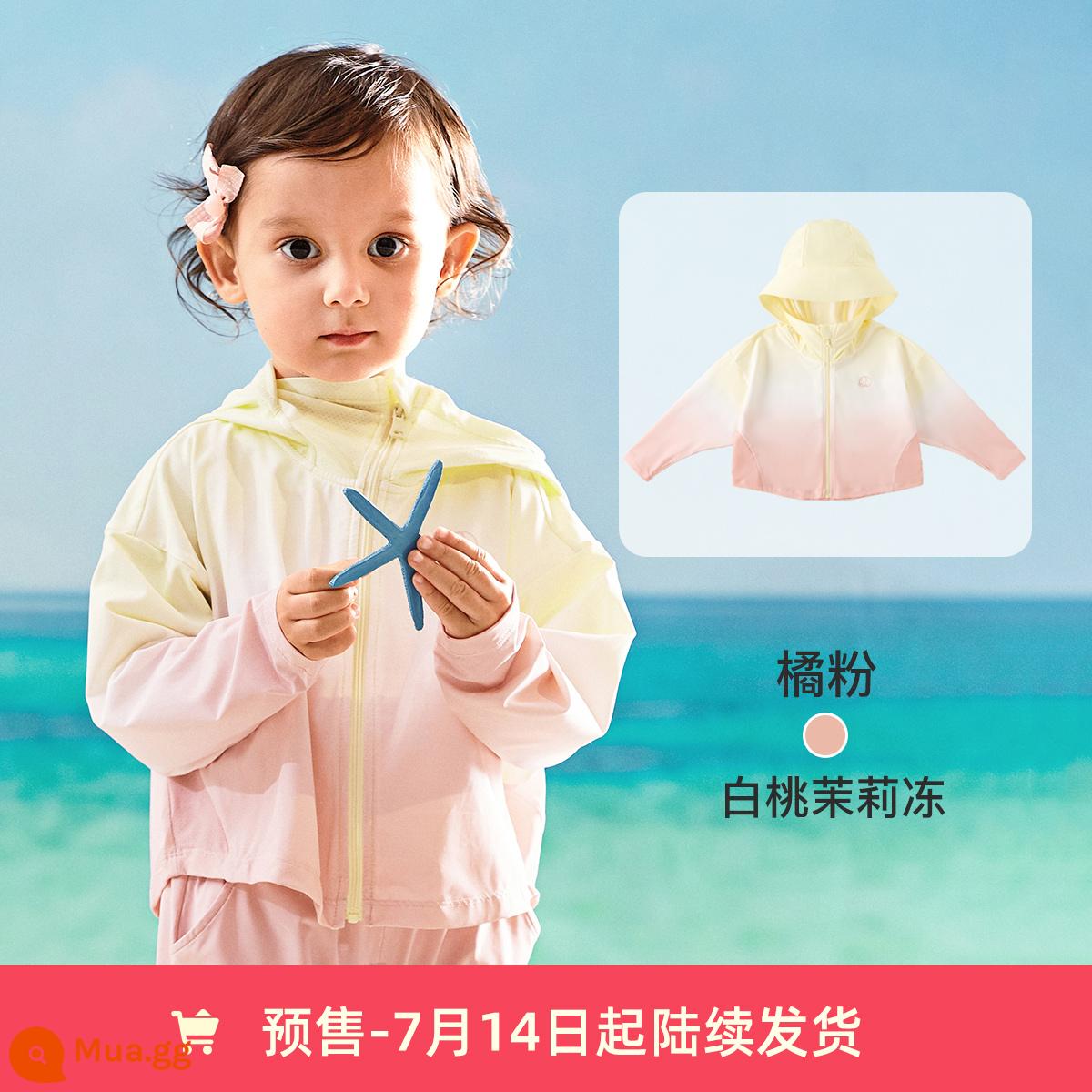 [Small Jelly] David Bella Quần áo chống nắng Cool Skin cho trẻ em Áo khoác mùa hè cho bé trai Áo khoác bé gái Quần áo chống nắng cho bé - Thạch đào trắng lài - đặt trước sẽ có hàng từ 14/7