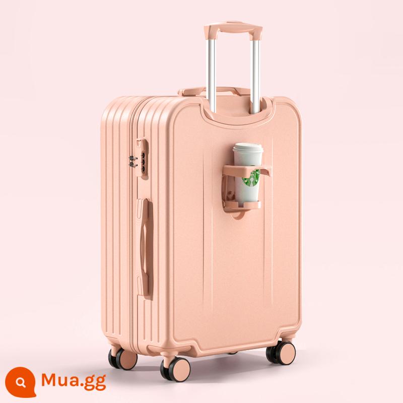 Vali đa chức năng nữ xe đẩy trường hợp bánh xe đa năng 24 inch mới Trường hợp nội trú 20 inch nam vali hộp mật khẩu - Phong cách thời trang dây kéo màu hồng Sakura (có ngăn đựng cốc)