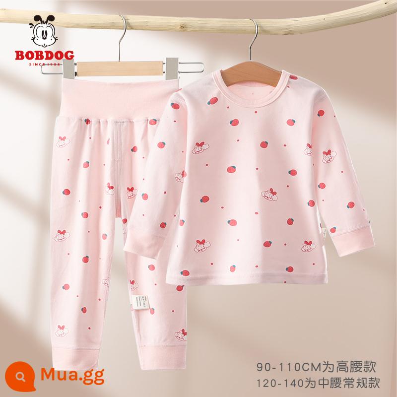 Babbean bé bộ quần áo thu đông cotton không xương đáy xuân thu đông mỏng vệ sinh trẻ em quần bé gái bộ đồ lót - Set Công Chúa Dâu Tây-Class A Không Xương 100 Cotton