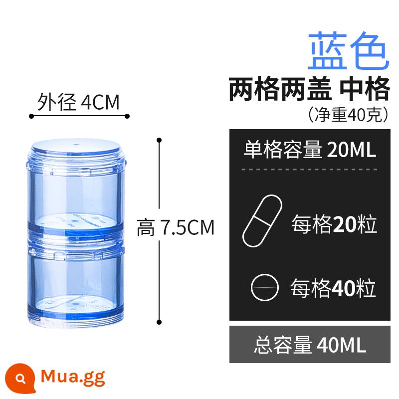 Đóng gói hộp thuốc xách tay cấp thực phẩm niêm phong chống ẩm một tuần lưu trữ nhỏ máy tính bảng viên nang hộp thuốc phân loại nhỏ - Lưới đôi màu xanh vừa