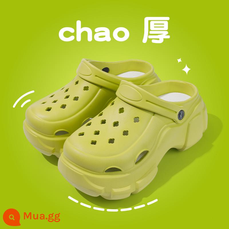 Nữ Croc Giày Mùa Hè Áo Khoác Ngoài Tăng Cảm Giác Giẫm Đế Dày Chống Trơn Trượt 2023 Mới Đi Biển Bao Đầu Giày Sandal Mùa Hè - bảng đèn xanh