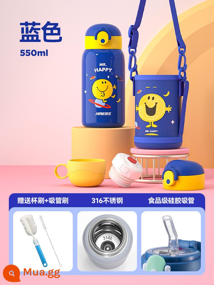 Nồi cốc cách nhiệt Hals 316L cho bé trai và bé gái cốc nước dung tích lớn có giá trị cao - Mr. Blue Happy 550ML (một cốc ba ly, bình trong 316L)