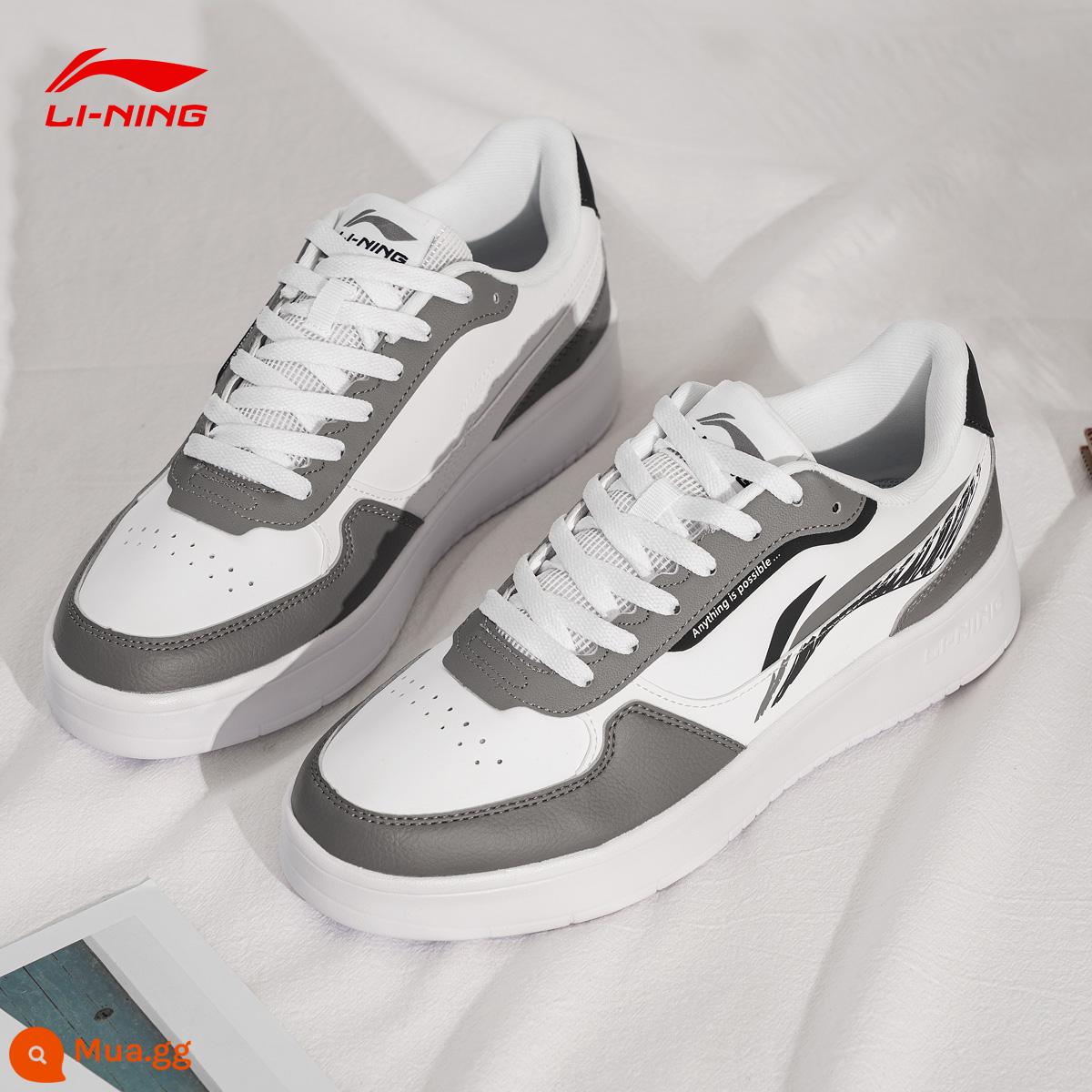 Giày Sneakers Nam Li Ning Thu Đông 2022 Giày Nhỏ Màu Trắng Không Quân Số 1 Cổ Thấp Thời Trang Nam Thoáng Khí Giày Thường - [Phong cách đề xuất của quản lý cửa hàng] Xám trắng