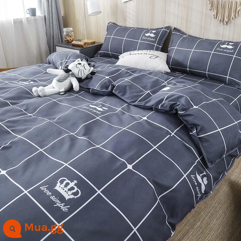 Vỏ chăn đơn mảnh ký túc xá sinh viên đơn 150x200x230 mùa đông giặt nước tinh khiết cotton vỏ chăn đôi chải chăn - Màu xám đậm