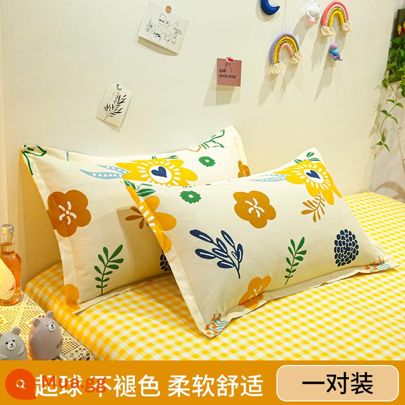 Áo Gối Cặp Gói Mùa Đông Áo Gối Áo Vỏ Gối Lõi Lót Bao Đôi Rửa Sạch Cotton Trẻ Em Đơn Hoàn Chỉnh Nam - Hoa hướng dương nở [Bộ đôi]