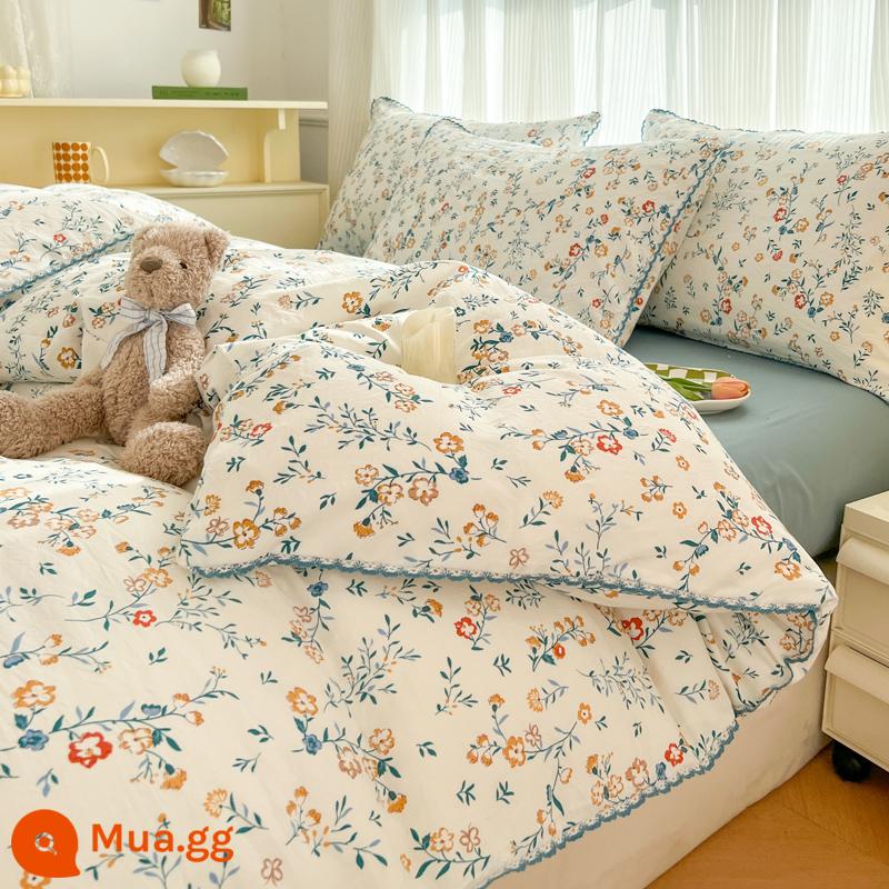 Vỏ chăn đơn 150x200x230 Vỏ chăn chải lông đơn dài 1,5m ký túc xá thu đông không cotton cotton nguyên chất - ✅Kiểm tra chất lượng]Ngôn ngữ hoa]100% cotton đã giặt có trọng lượng cao