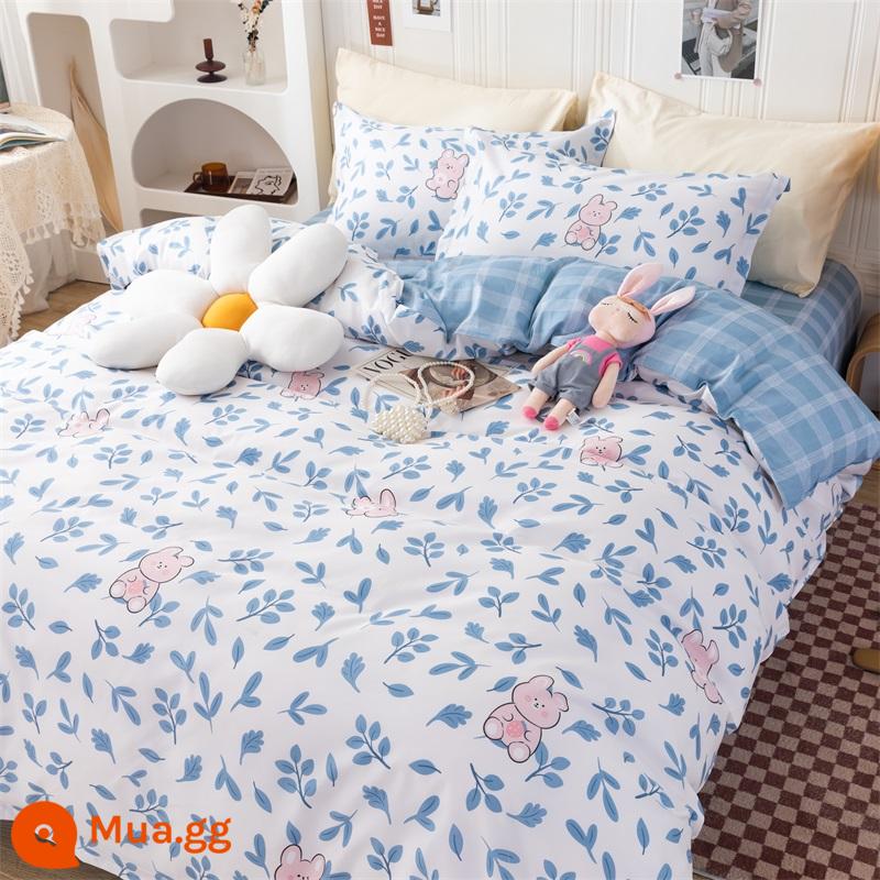 Vỏ chăn đơn mảnh ký túc xá sinh viên đơn 150x200x230 mùa đông giặt nước tinh khiết cotton vỏ chăn đôi chải chăn - Thỏ dễ thương