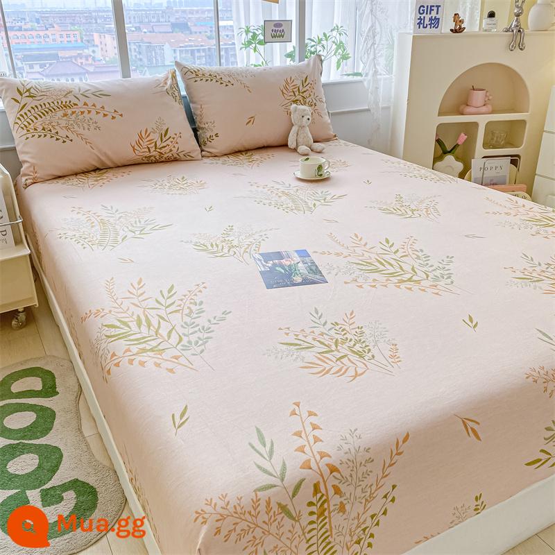 Tấm trải giường bằng cotton nguyên chất một mảnh Khăn trải giường bằng vải cotton nguyên chất Túi đựng nệm Simmons chống bụi chống trơn trượt Bộ ga trải giường trọn gói 2023 kiểu dáng mới - ✅Đã kiểm tra chất lượng] Cây xanh] 100% cotton sợi dài Tân Cương, thích hợp để ngủ khỏa thân