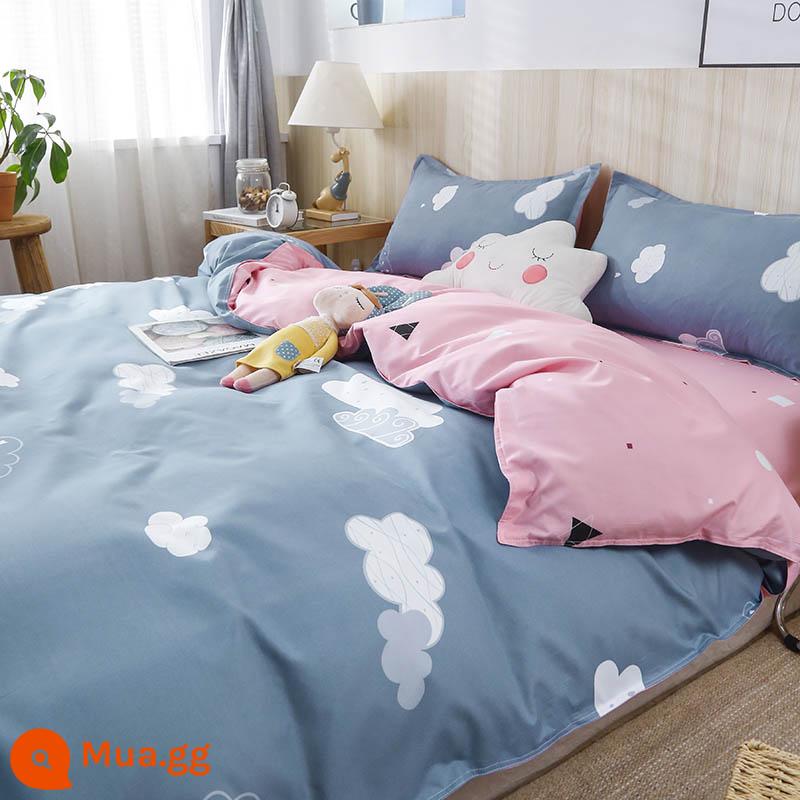 Vỏ chăn đơn mảnh ký túc xá sinh viên đơn 150x200x230 mùa đông giặt nước tinh khiết cotton vỏ chăn đôi chải chăn - đám mây khói