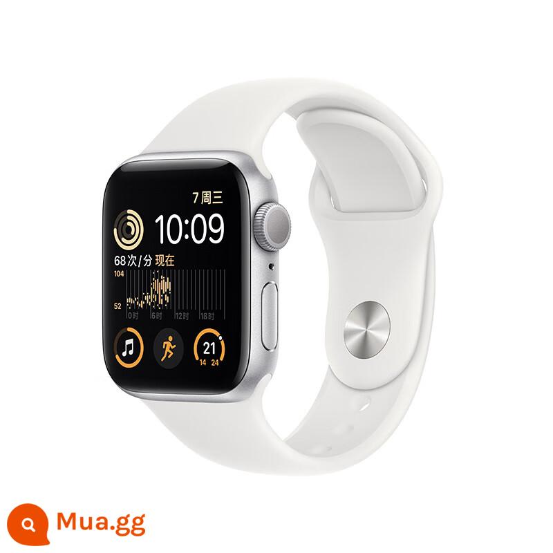 [24 vấn đề miễn lãi] Apple/Apple Apple Watch SE đồng hồ thông minh iwatch đồng hồ điện thoại đa chức năng thể thao dành cho người lớn vòng đeo tay di động iphone dành cho nam và nữ - Vỏ kim loại nhôm màu bạc 2022; dây đeo thể thao màu trắng.