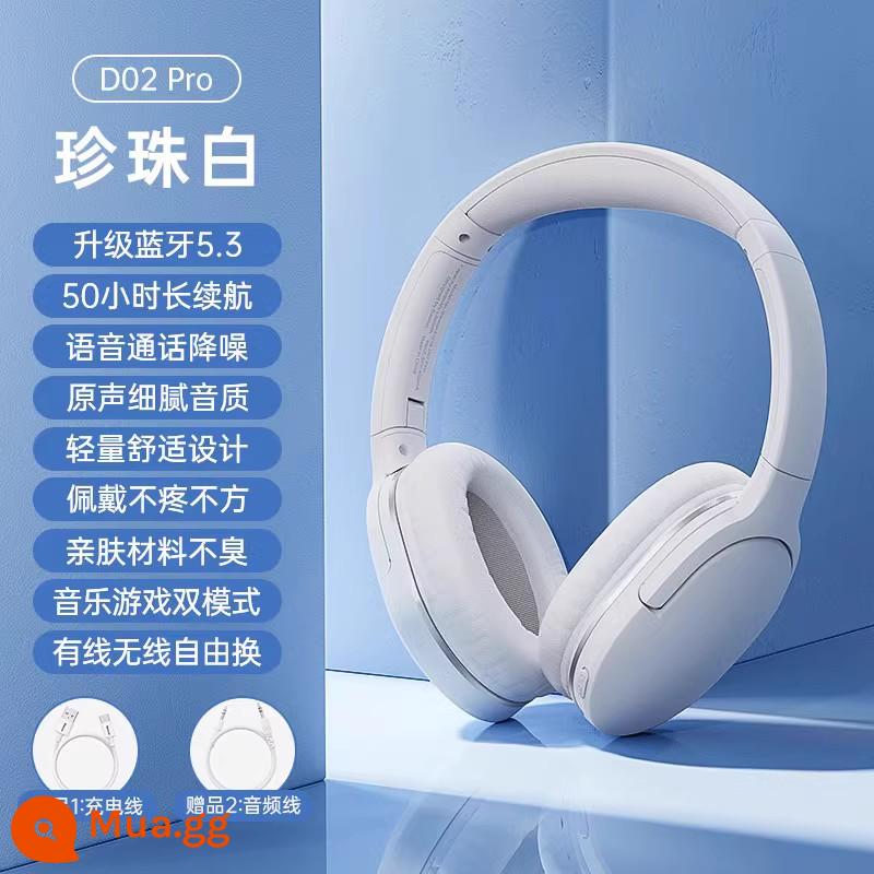 Tai nghe bluetooth Baseus d02pro tai nghe game không dây chống ồn game mới có dây chất lượng âm thanh cao thời lượng pin dài - Màu trắng ngọc trai √Thời lượng pin 50h ⭐Chế độ kép trò chơi/âm nhạc ⭐Chế độ kép Bluetooth/có dây