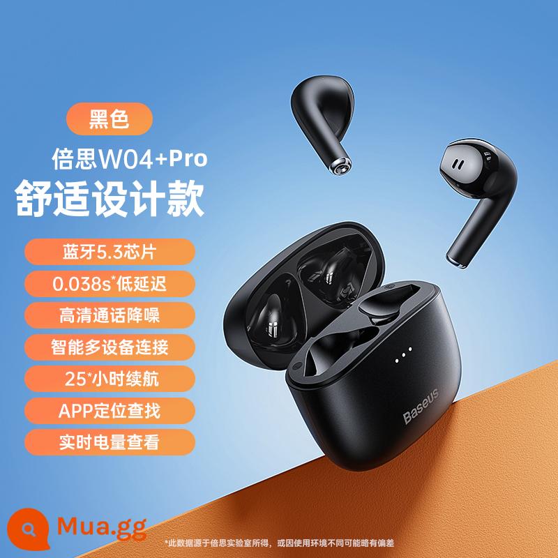 Tai nghe Bluetooth Baseus 2 tai không dây semi-in-ear loại 2021 mẫu mới phù hợp Apple, Huawei, Xiaomi, oppo, thời gian chờ cực lâu, giảm ồn vivo, chạy bộ thể thao nhỏ nữ - [Đen] W04+pro#Bluetooth được nâng cấp 5.3#0,038 giây độ trễ thấp√Hỗ trợ phát hiện trong tai√Hỗ trợ sạc không dây