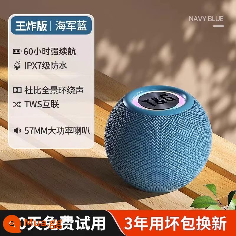 Thích hợp cho loa Bluetooth Sony mini âm thanh gia đình loa siêu trầm di động nhỏ không dây tác động chất lượng cao - Phiên bản King Fried_Xanh hải quân [Dolby Atmos Around·Loa siêu trầm 9D·Tuổi thọ pin siêu dài]