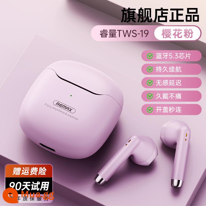 [Bee Wish Society] tai nghe bluetooth remax Ruiquan bán trong tai không dây giảm tiếng ồn siêu lâu chờ nữ mới - [Sakura Pink] Chất lượng âm thanh cực rõ ● Không bị sưng tai ● Pin siêu dài