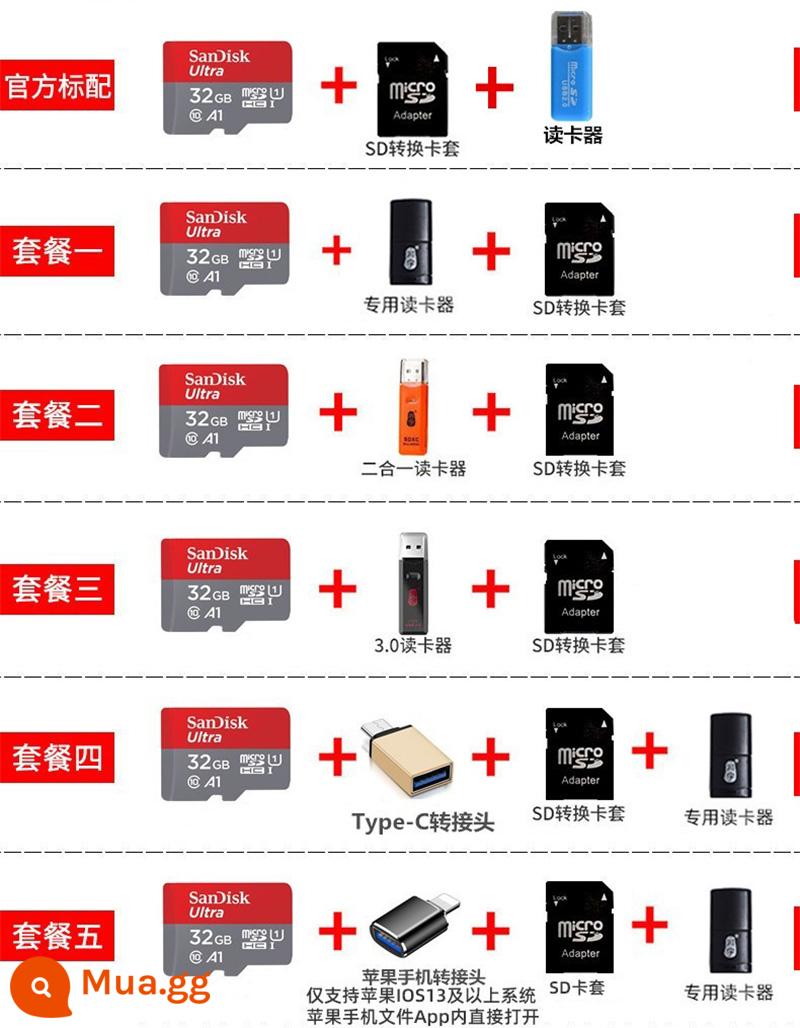 Thẻ nhớ SanDisk128g tf điện thoại di động chuyển đổi thẻ nhớ 256g ống kính chụp ảnh giám sát lái xe ghi thẻ sd - Xám đỏ/3 2GB/C10 tốc độ cao đọc 120MB/S