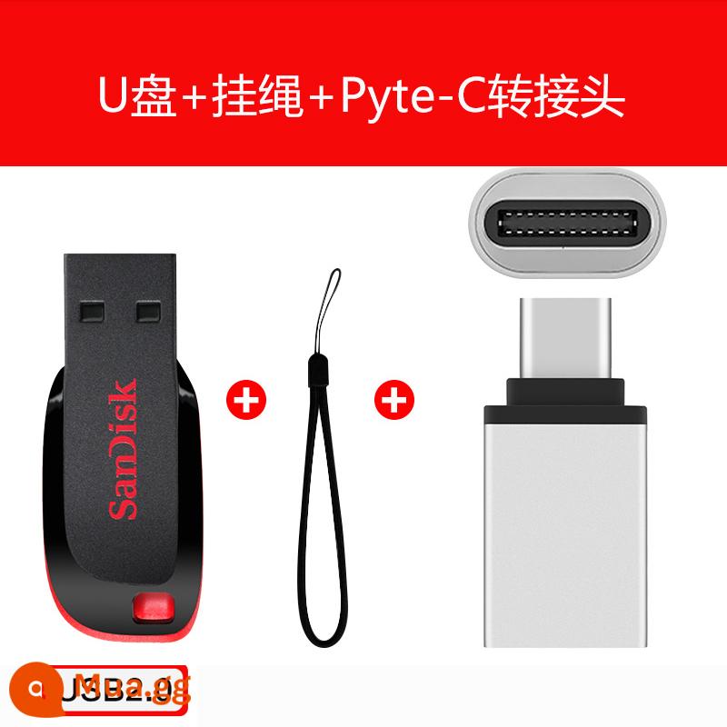 Ổ Đĩa Flash Sandisk 8g16g32g64g128g Xe Mã Hóa Chống Sao Chép Tinh Tế Dịu Dàng Ổ Đĩa Flash USB Cool Blade CZ50 - Đĩa U + bộ chuyển đổi Type-C của điện thoại di động