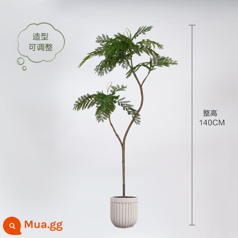 Màu xanh jacaranda mô phỏng cây xanh cao cấp ánh sáng sang trọng trong nhà trang trí phòng khách hoa sinh học giả cây trồng trong chậu lớn trên sàn - Hoa jacaranda xanh nhạt sang trọng 140CM + lọ hoa tròn 22*23