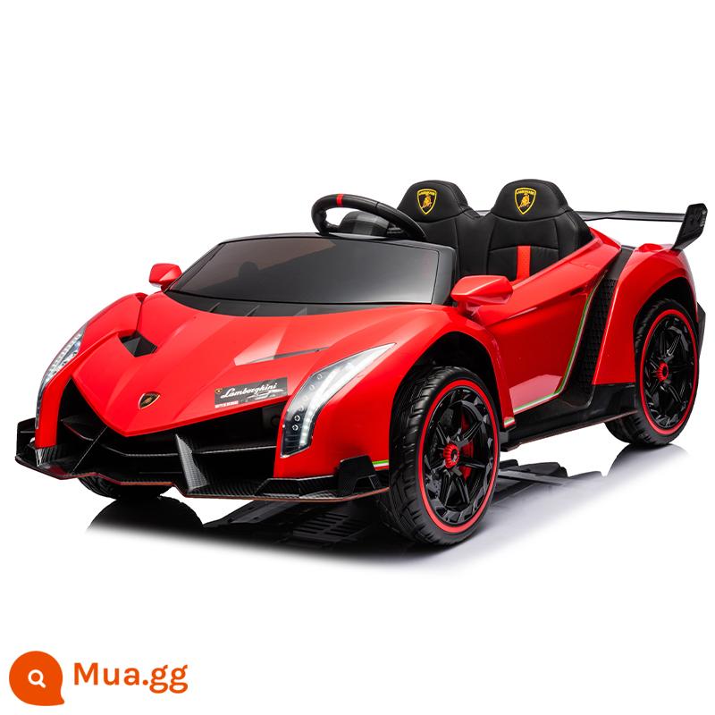 Xe ô tô điện trẻ em Lamborghini 4 bánh xe điều khiển từ xa đôi xe thể thao bé trai và bé gái đồ chơi cho bé ngồi được người - Phiên bản chủ lực sơn đỏ + pin lithium 22V + bao da + MP3