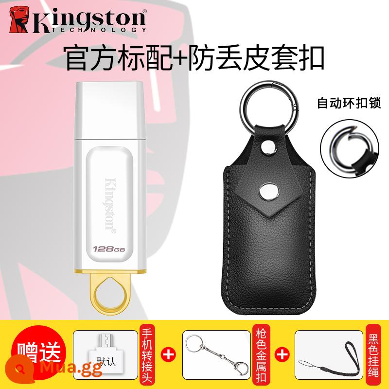 Ổ đĩa flash Kingston 32g tải trên ô tô dung lượng lớn điện thoại di động máy tính cổng typec hàng đầu chính hãng DTX store ổ đĩa flash USB chính hãng - DTX/128G+ màu trắng [khóa bao da chống thất lạc]