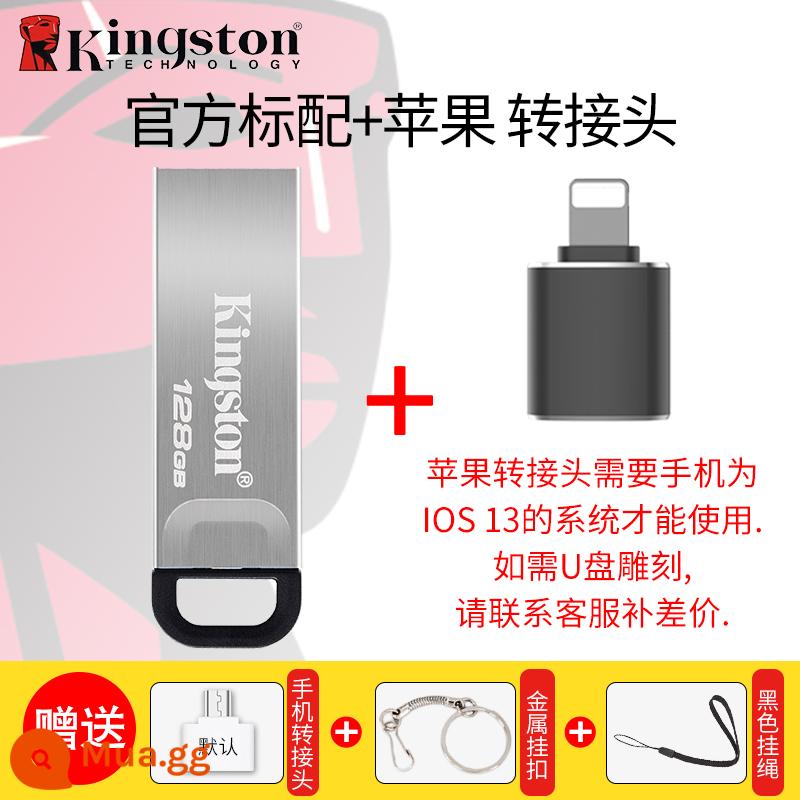 Ổ USB Kingston 128G Điện Thoại Di Động Máy Tính Ô Tô Dung Lượng Lớn Typec Flagship Chính Hãng DTKN Store Ổ USB Flash Chính Hãng - Bộ chuyển đổi DTKN/128G+Apple (yêu cầu thiết bị hệ thống ios13 trở lên)