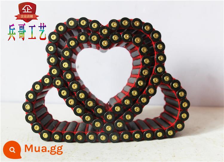 Trang trí quà tặng thủ công vỏ đạn 95/03 trái tim trái đào tình yêu 520 mũi tên xuyên tim handmade sợi chỉ dệt ngôi sao năm cánh đựng bút quân đội quà tặng tình yêu - Trong tim anh có em, màu xanh quân đội